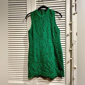 EUC Forever 21 Green Lace Overlay Mini Dress size L